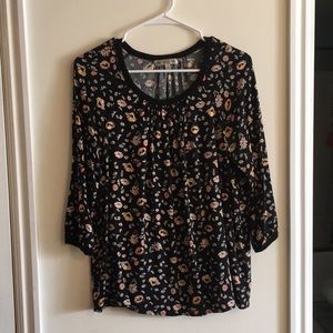 Black floral blouse